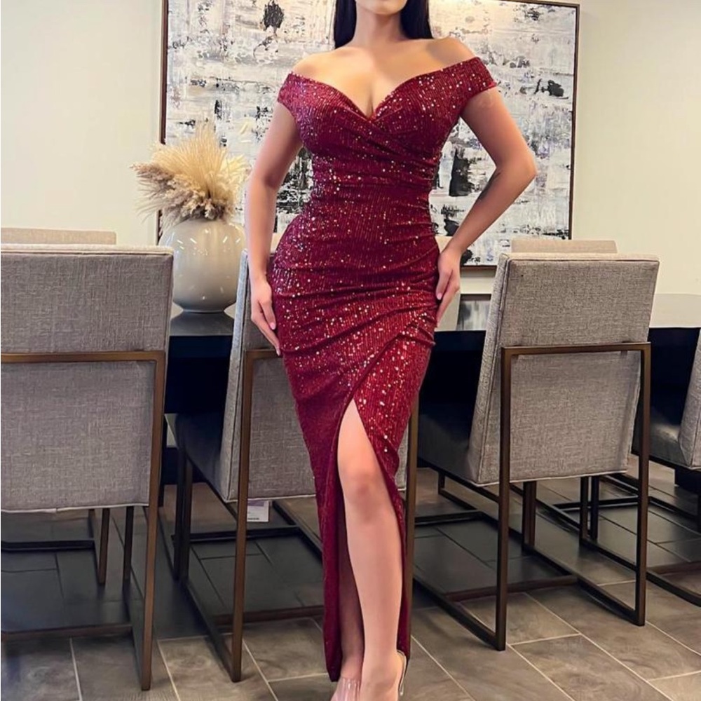 Elegant Red Off-Shoulder Dress